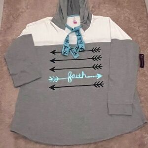 Gray and White Hoodie with Blue Accents